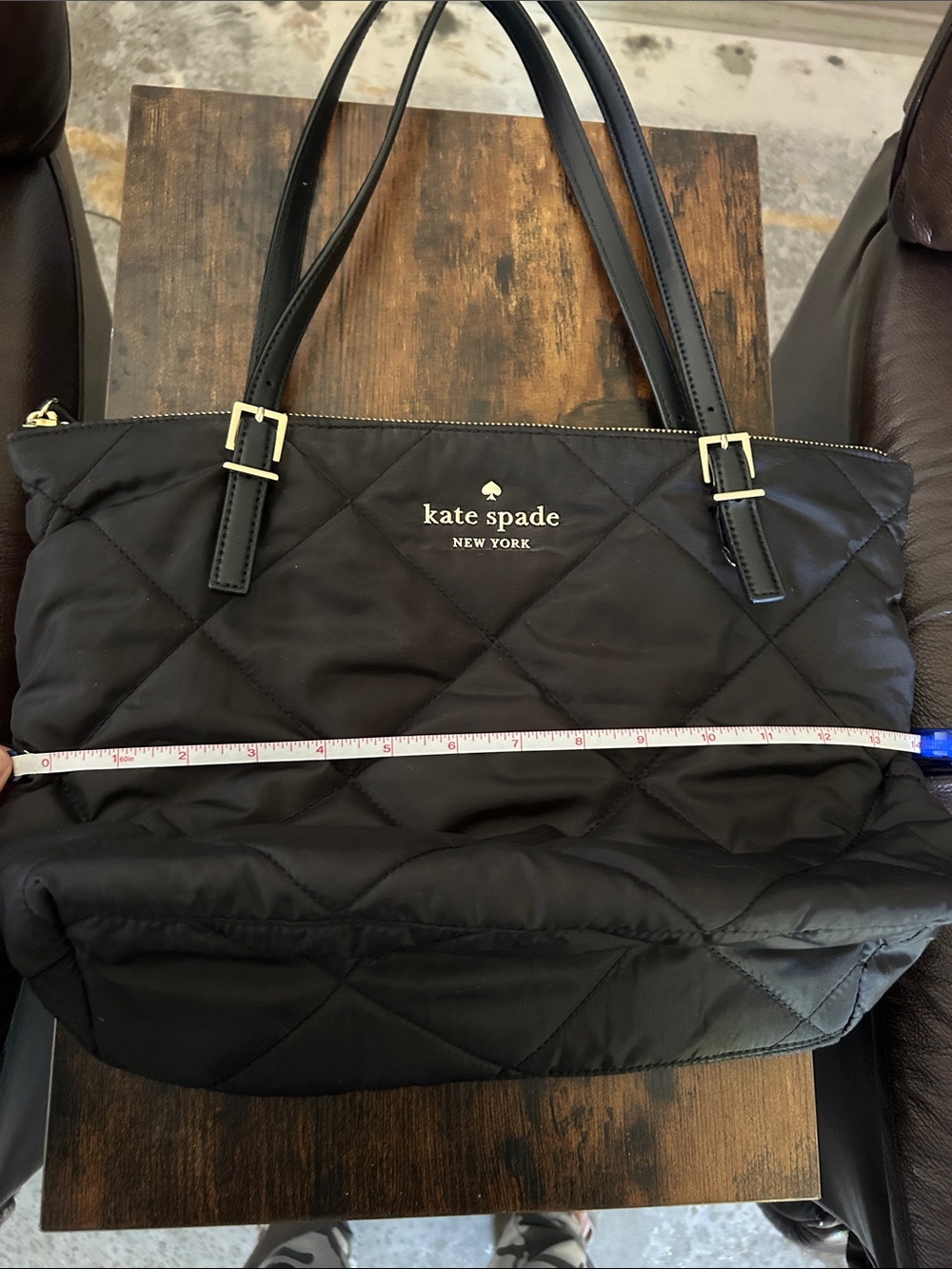 kate spade Quilted Black Tote with Gold Hardware